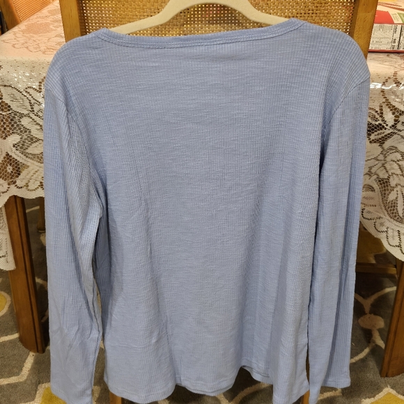 Women Casual Long Sleeve Tunic V-Neck Criss Cross Ribbed Casual Tee XXL - Picture 4 of 5